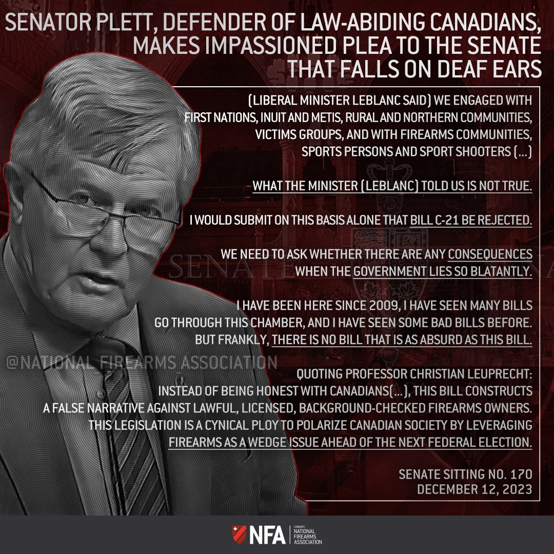 Senetor Plett, Defender of Law-Abiding Canadians