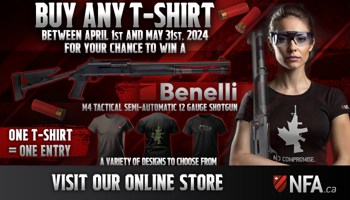 One T-shirt – One Entry To Win A Benelli M4 – STARTING APRIL 1, 2024